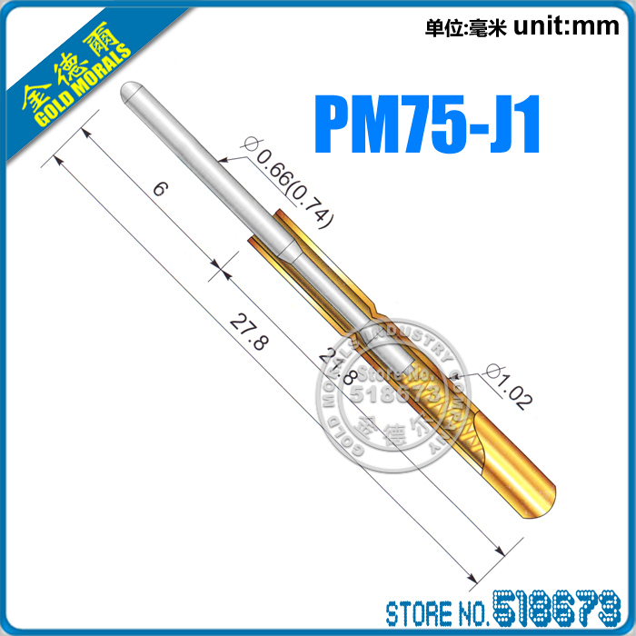 100 / PM75-J1 dia 0.66mm  ׽Ʈ κ pogo pin  27.8mm (120g)  